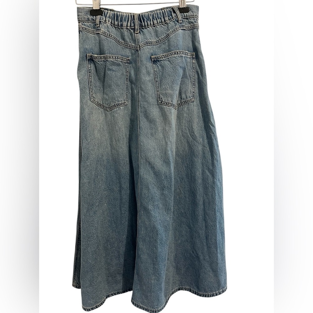 Stradivarius Blue Denim Maxi A-Line Skirt size 4 - Picture 3 of 8